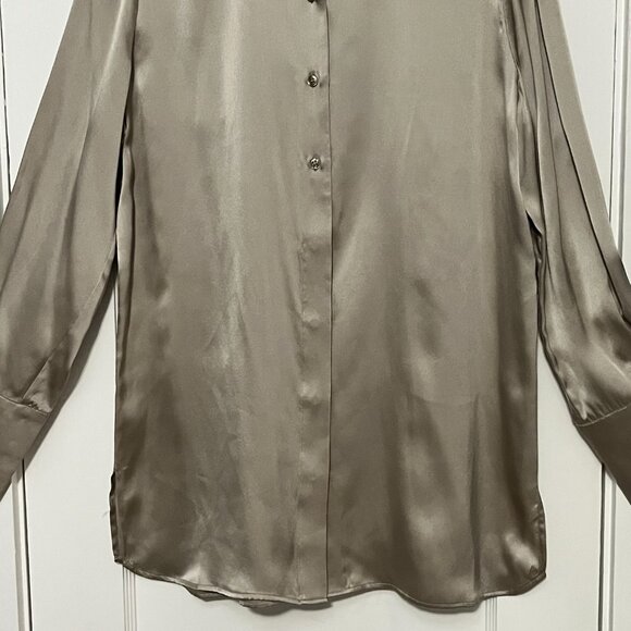 Tyler Boe 100% silk champagne button up quiet luxury minimalist work office sz 8 - Picture 6 of 9